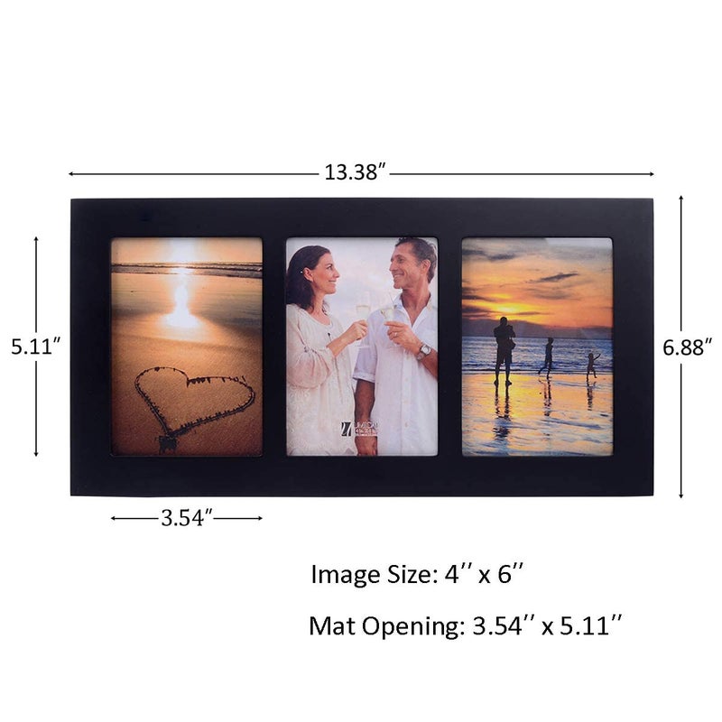 UMICAL 4x6 3-Opening Collage Picture Frame with Shatter-Resistant Glass & Black Wood Photo Frames for 4x6 Inch Pictures Display Made for Tabletop Stand and Wall Mounting - Image 4